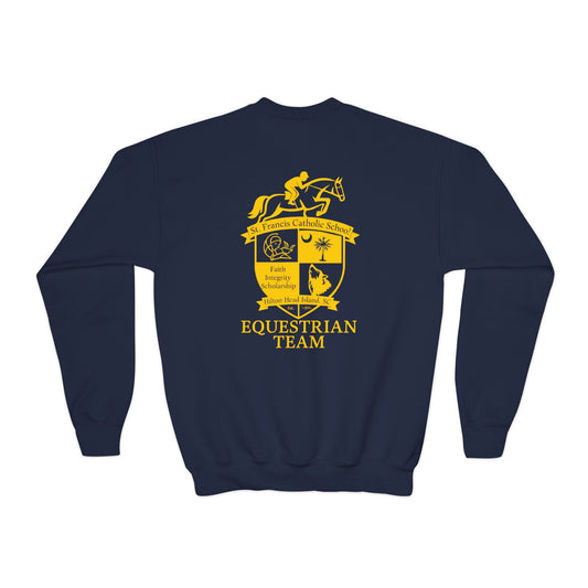 Equestrian Team Youth Crewneck Sweatshirt, Horse Riding Apparel, Sports Team Gear, Gift for Young Riders, School Spirit Clothing