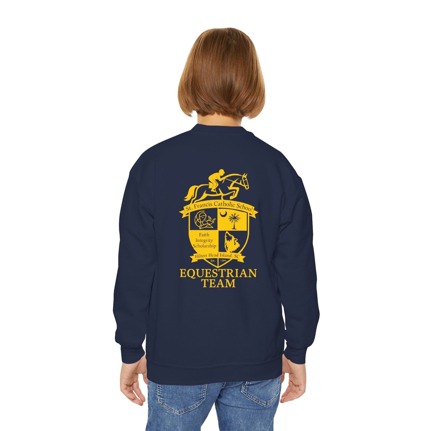 Equestrian Team Youth Crewneck Sweatshirt, Horse Riding Apparel, Sports Team Gear, Gift for Young Riders, School Spirit Clothing
